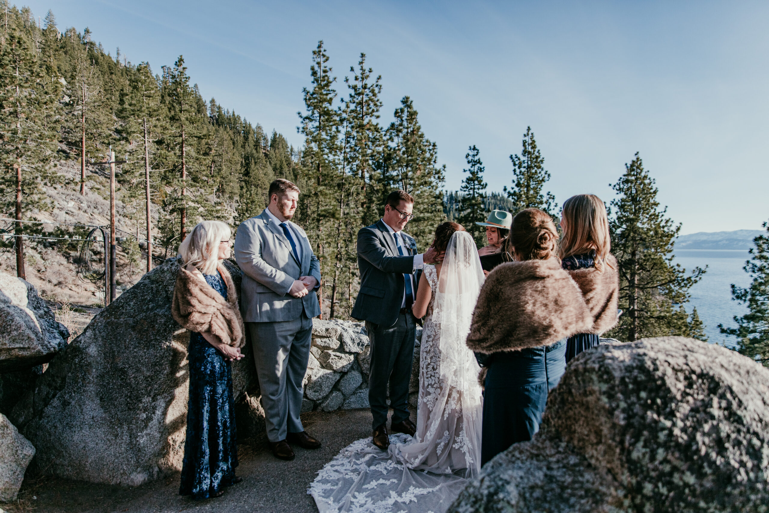 Why elope instead of having a wedding – intimate outdoor ceremony with small group during Lake Tahoe elopement