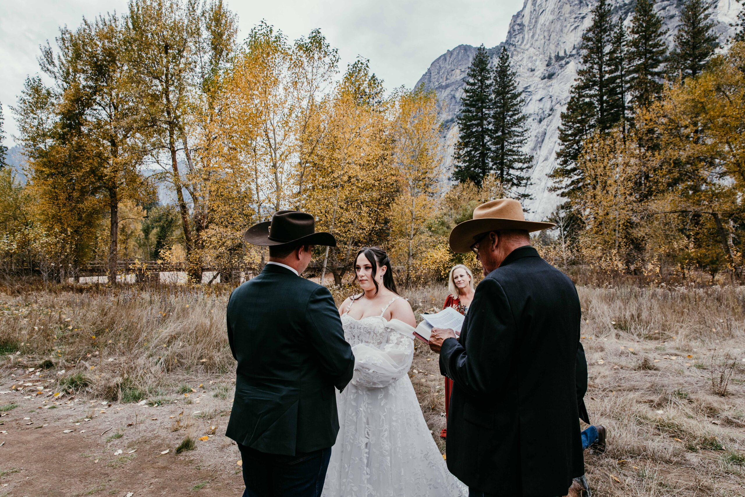 Couple exchanging vows during a small mountain ceremony highlighting intimate elopement ideas in California